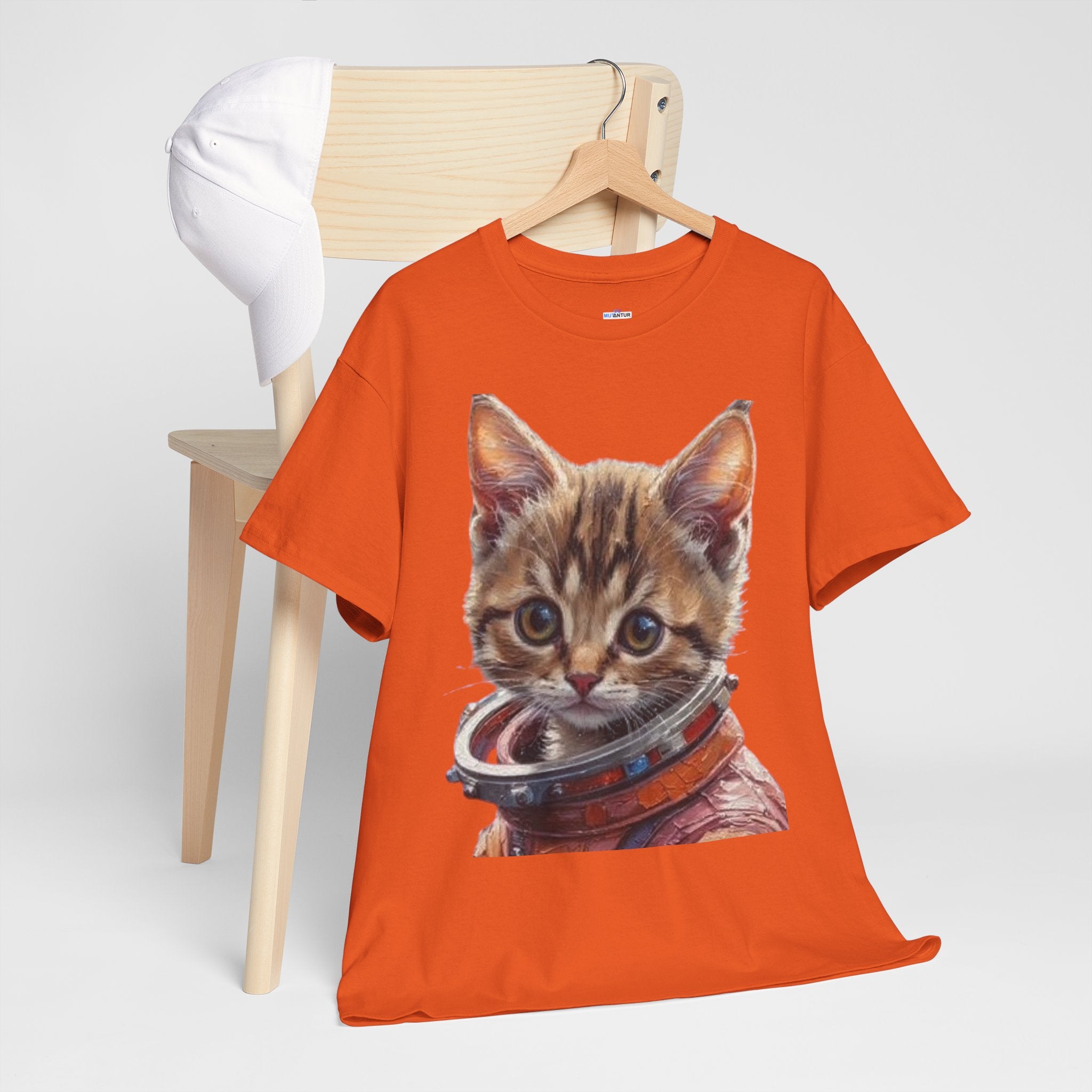 Astronaut Kitty Unisex Heavy Cotton Tee, Cute Cat Shirt, Animal lover gift, Space themed apparel, Funny cat t-shirt, Unique cat design