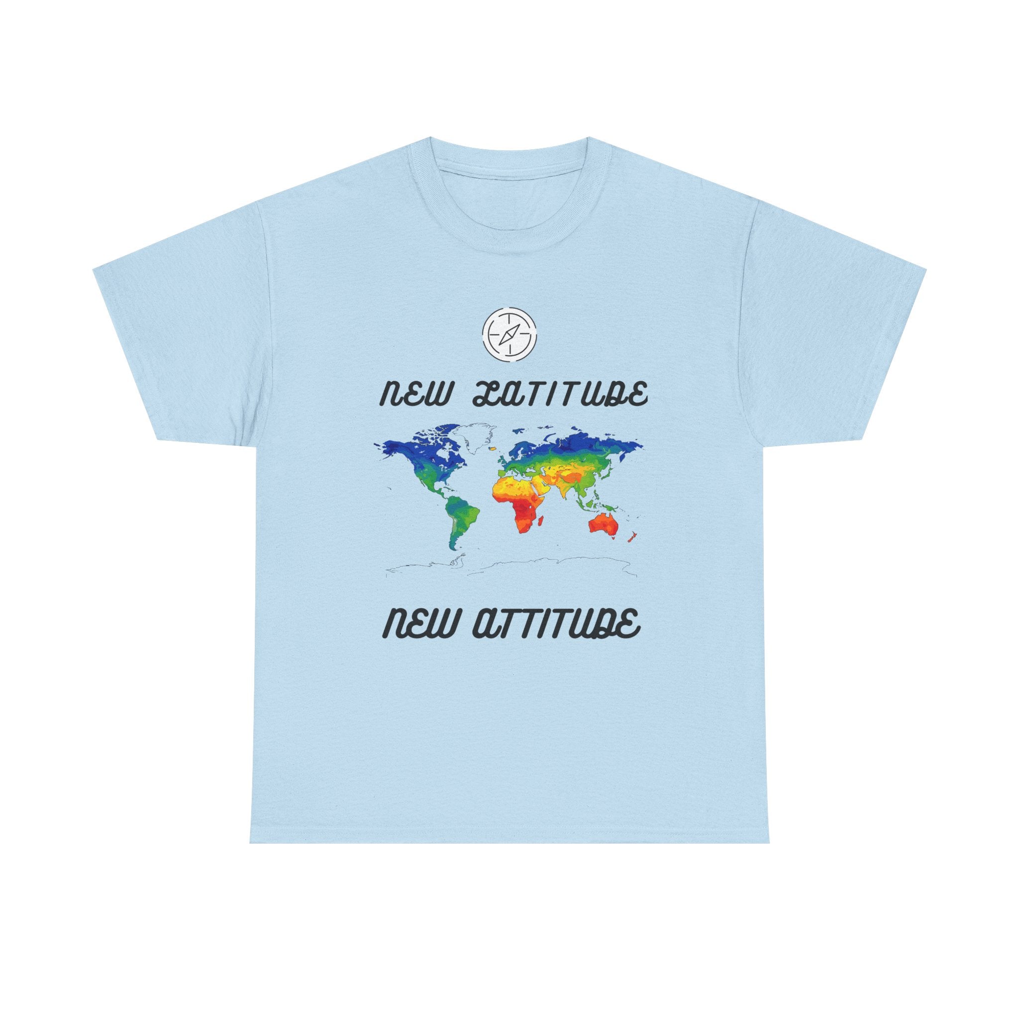 New Latitude New Attitude world map T-Shirt | rainbow map graphic