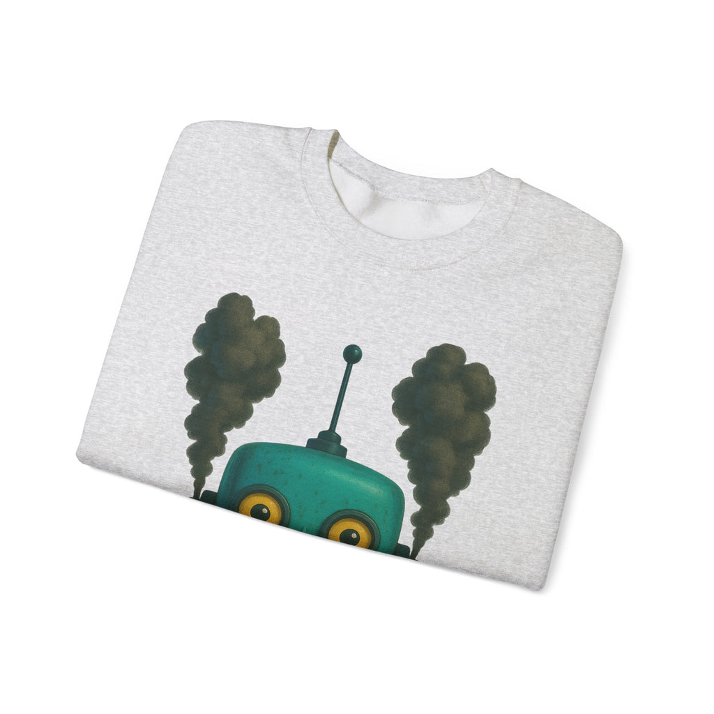 Smoking Robot Graphic Unisex Sweatshirt, Cozy Crewneck Top