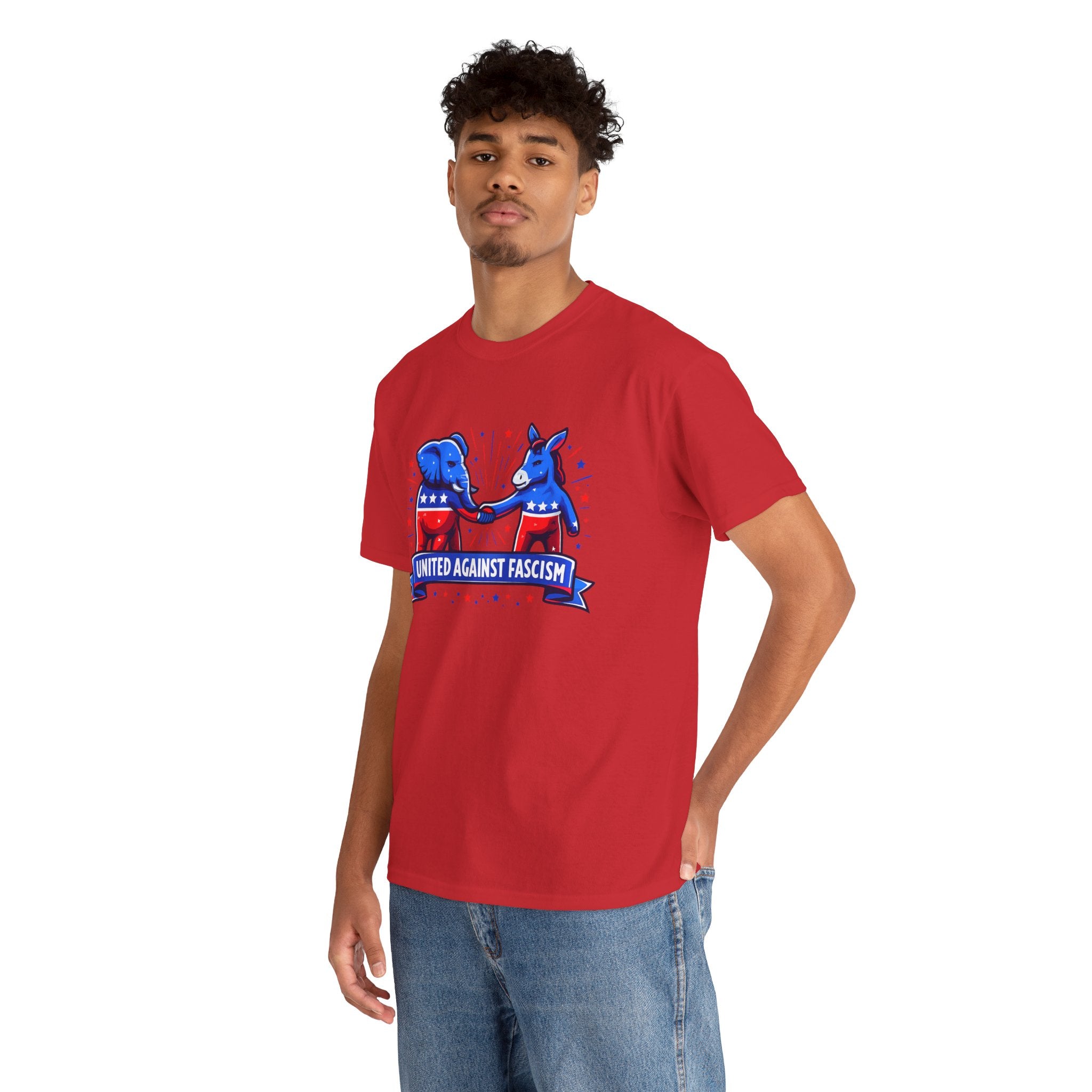 United Against Fascism Democratic Donkey and Republican Elephant T-Shirt
