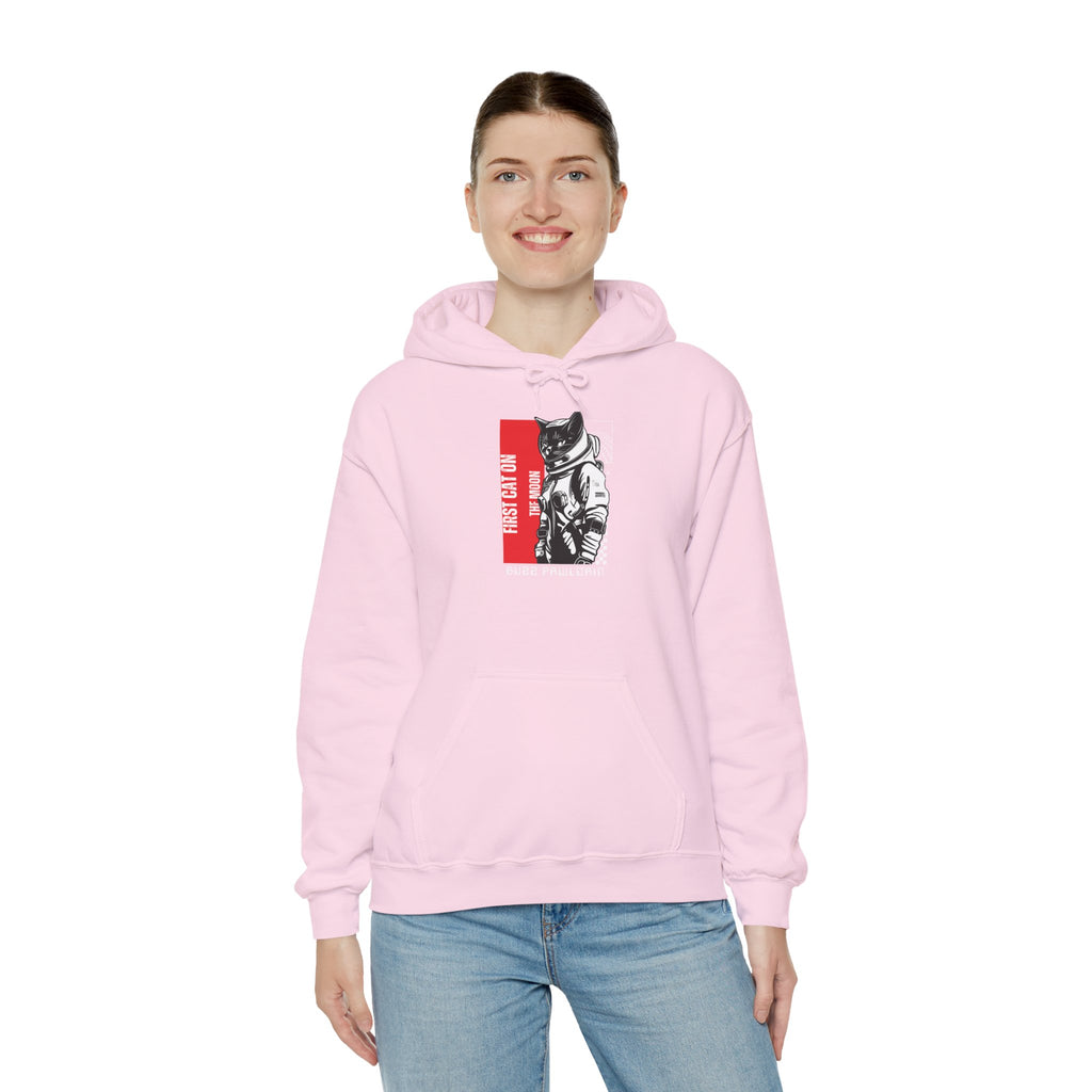 First Cat on the Moon Buzz Pawldrin Astronaut Graphic Unisex Hoodie,