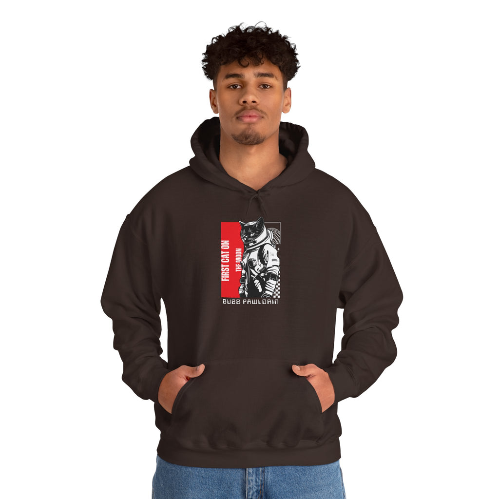 First Cat on the Moon Buzz Pawldrin Astronaut Graphic Unisex Hoodie,