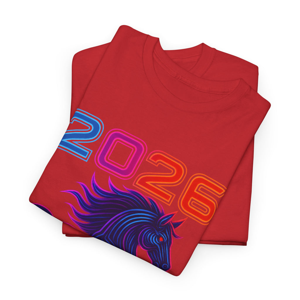 2026 Year of the Horse T-Shirt | Neon Stallion Graphic Tee