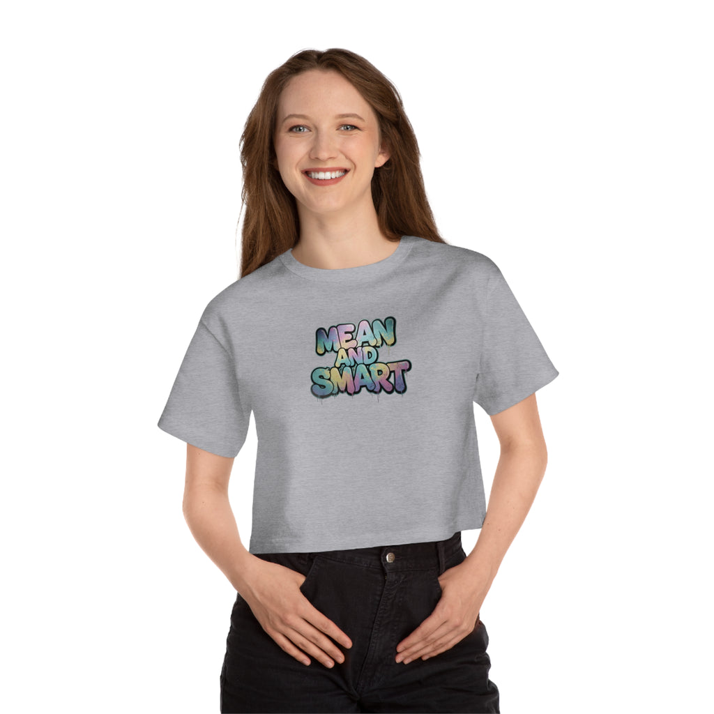 Mean and Smart graphic cropped T-Shirt | pastel bubble letters