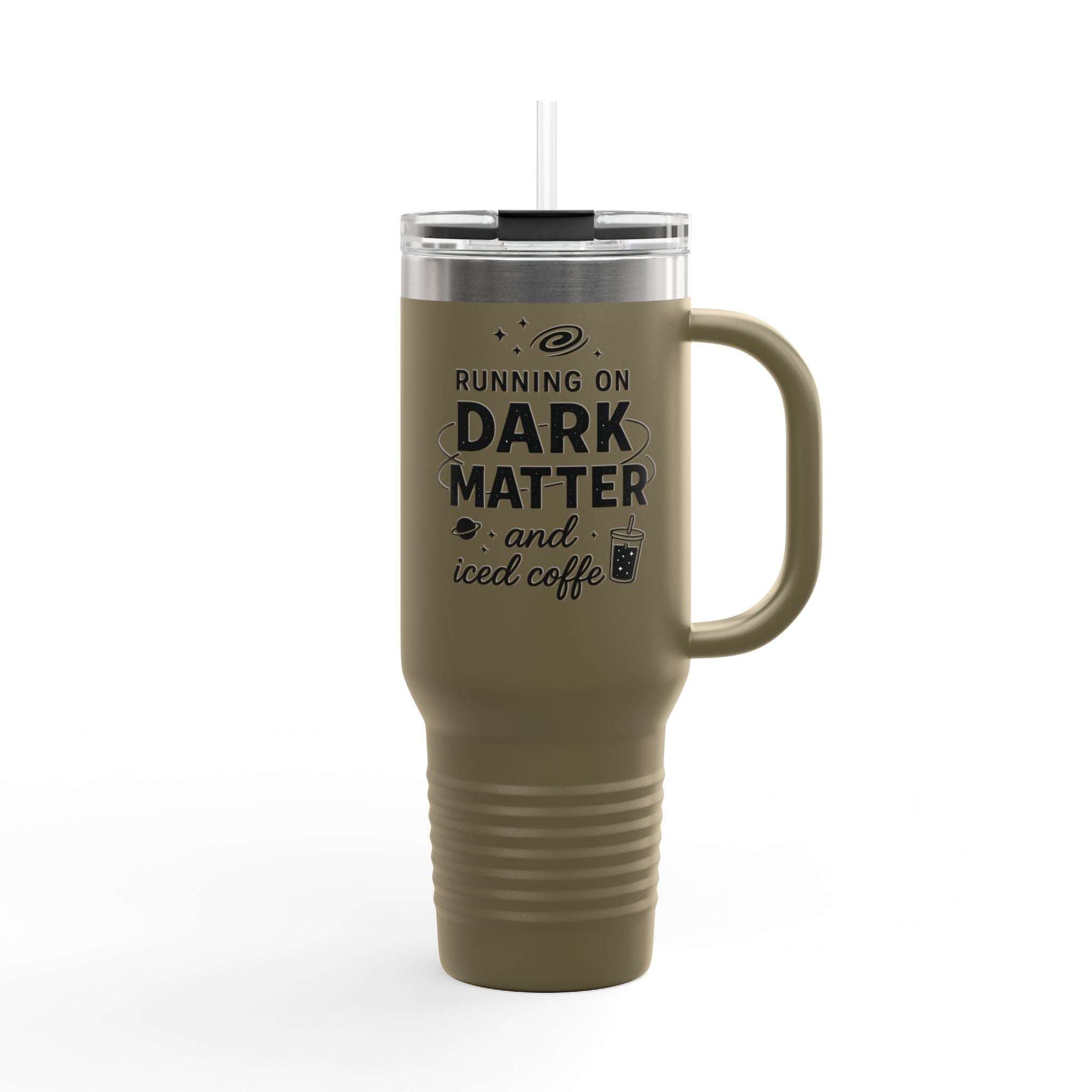 Running on Dark Matter and Iced Coffee 40oz Travel Mug perfect gift for science lovers
