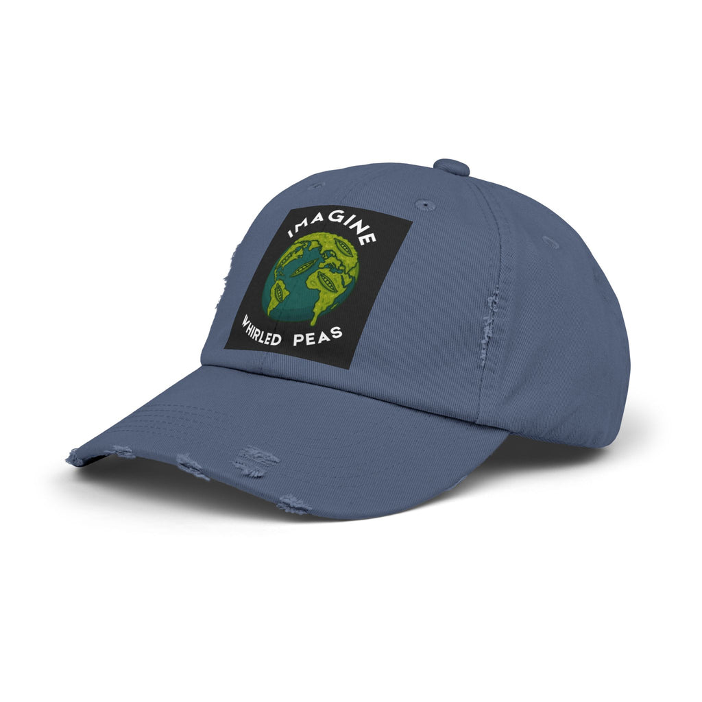 Imagine Whirled Peas Distressed Cap – World Peace Pun Hat