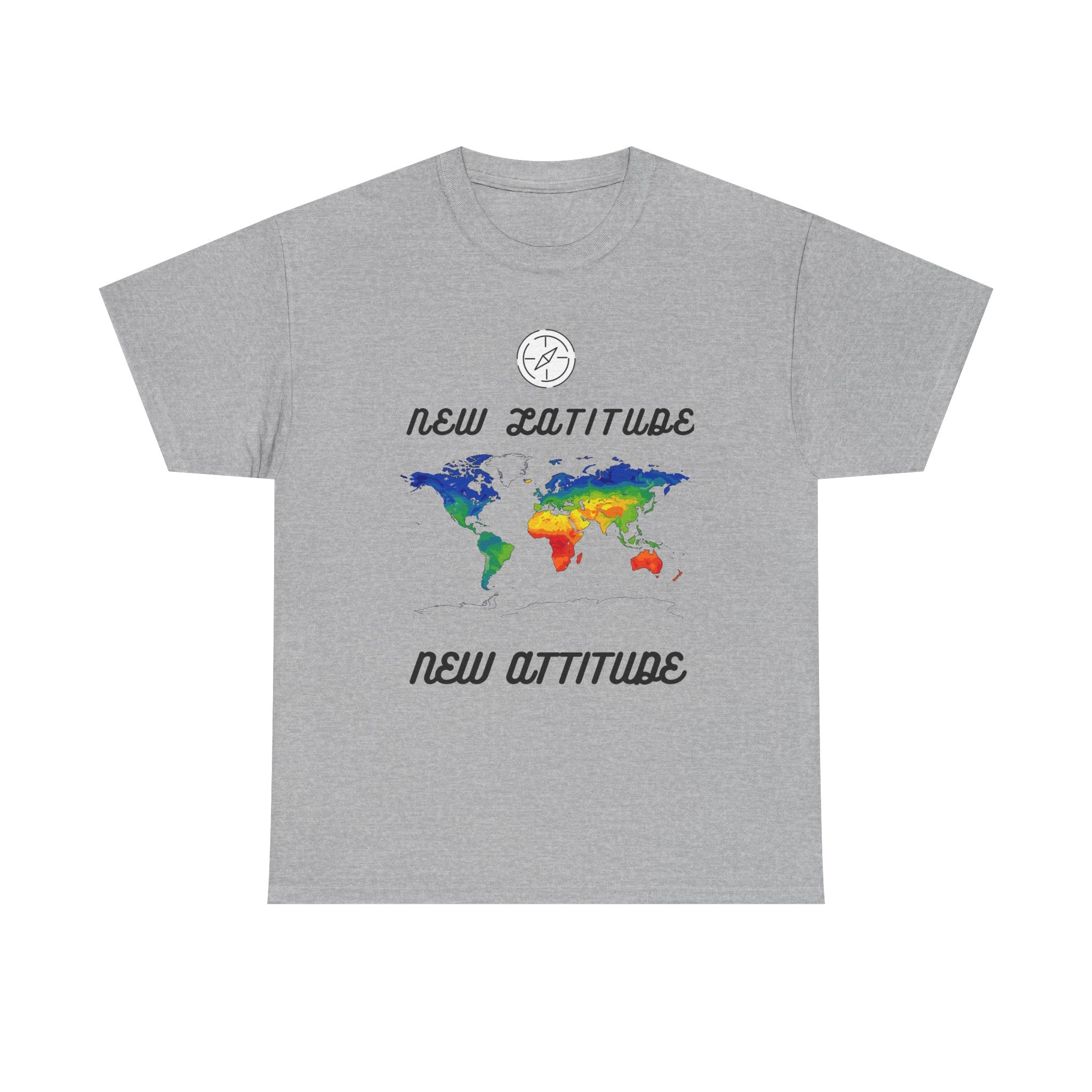 New Latitude New Attitude world map T-Shirt | rainbow map graphic