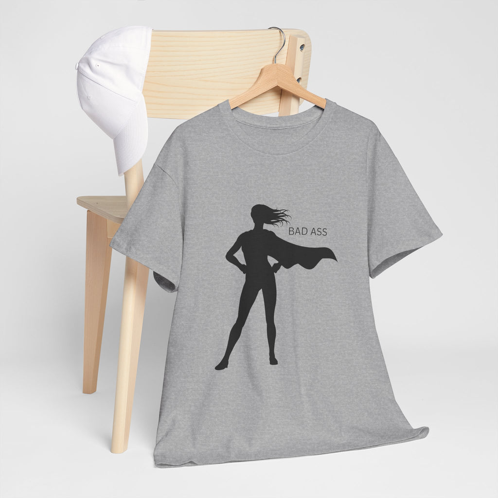 Bad Ass Superhero Silhouette Tee | Woman Cape Silhouette T-Shirt