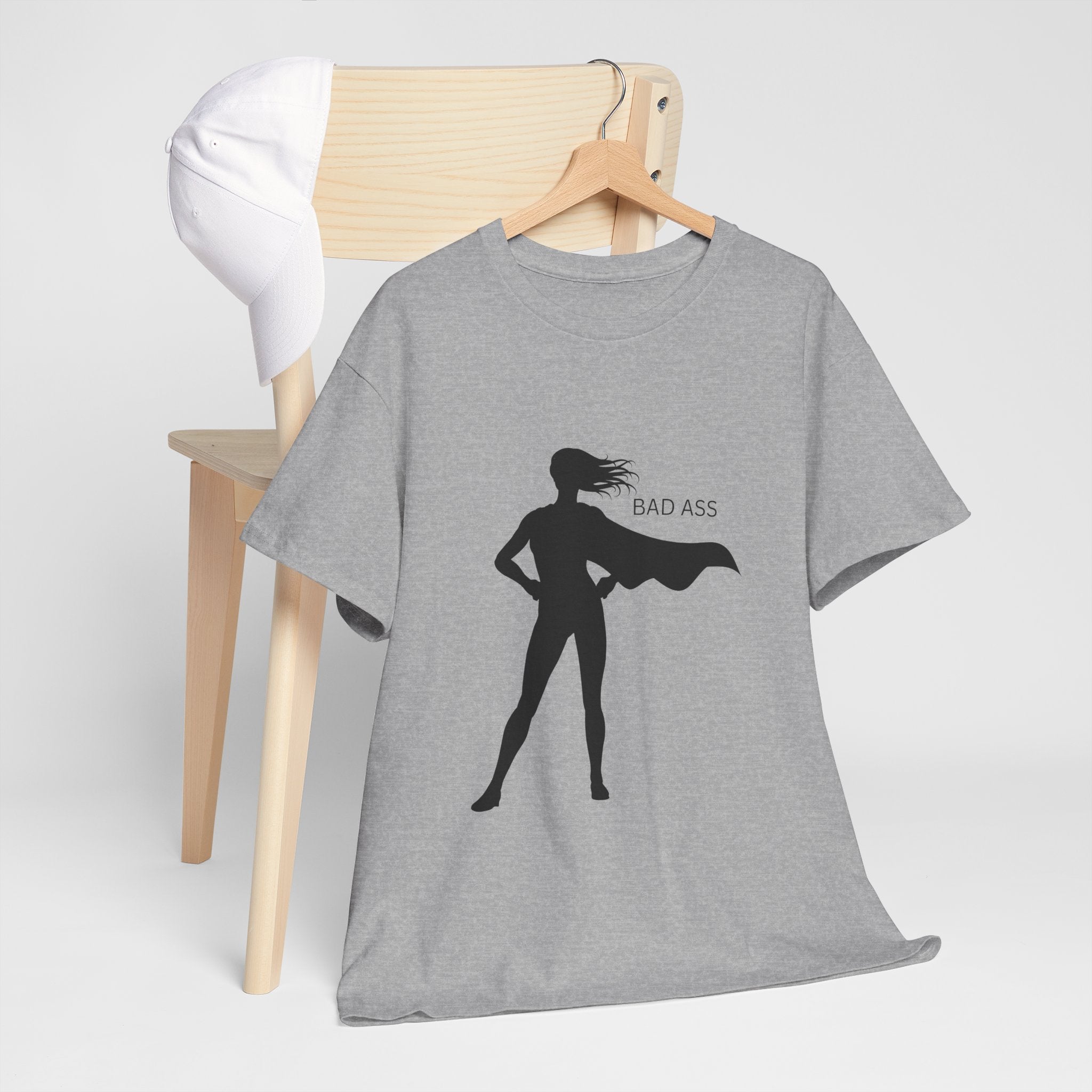 Bad Ass Superhero Silhouette Tee | Woman Cape Silhouette T-Shirt
