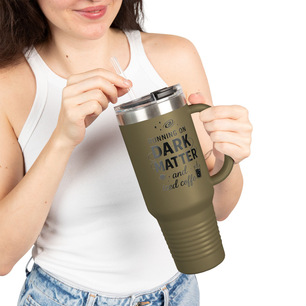 Running on Dark Matter and Iced Coffee 40oz Travel Mug perfect gift for science lovers