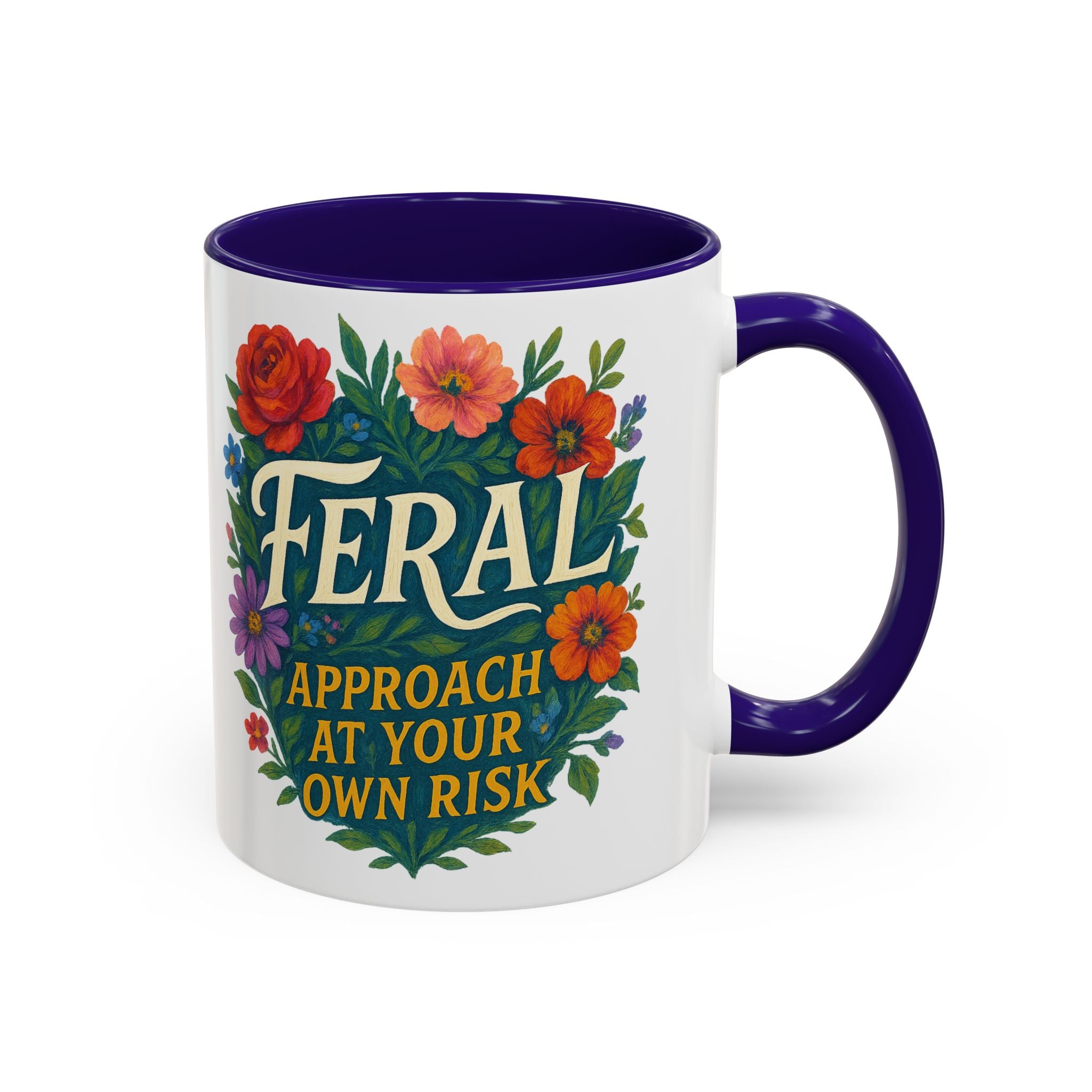 Feral Approach at Your Own Risk Mug | Floral Illustration, Ceramic Coffee Cup
