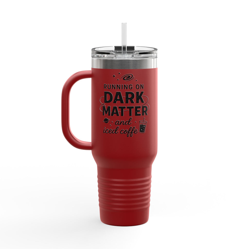 Running on Dark Matter and Iced Coffee 40oz Travel Mug perfect gift for science lovers