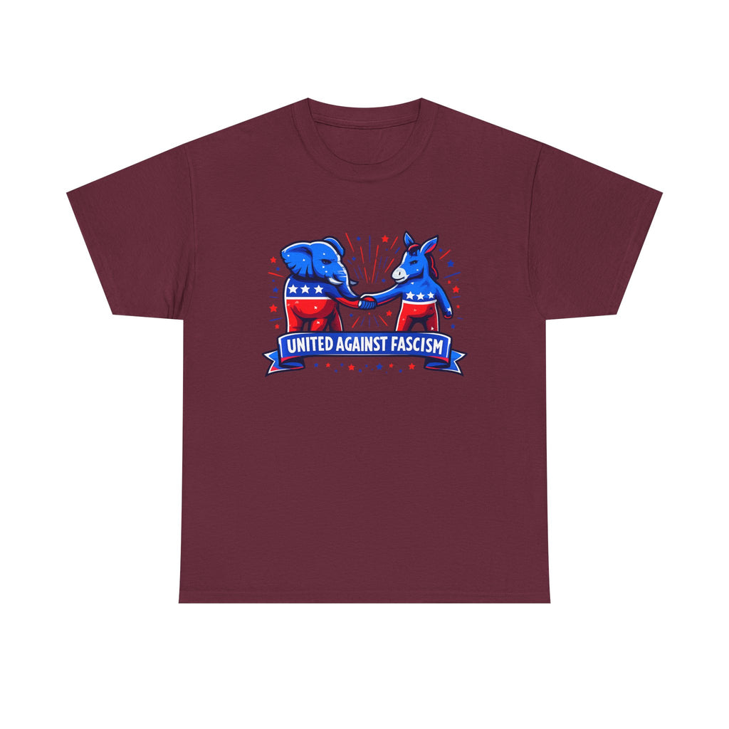 United Against Fascism Democratic Donkey and Republican Elephant T-Shirt