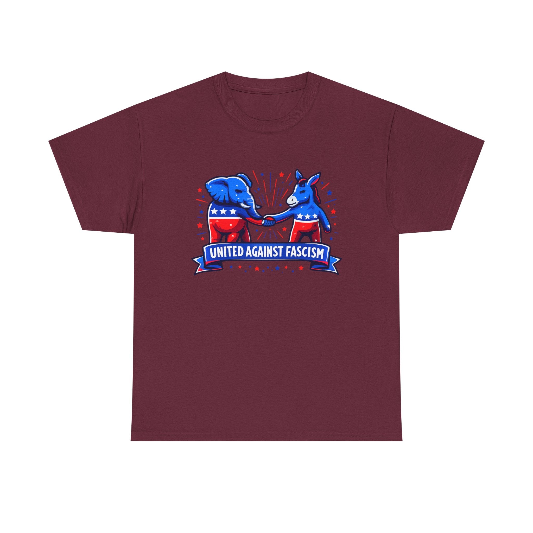 United Against Fascism Democratic Donkey and Republican Elephant T-Shirt