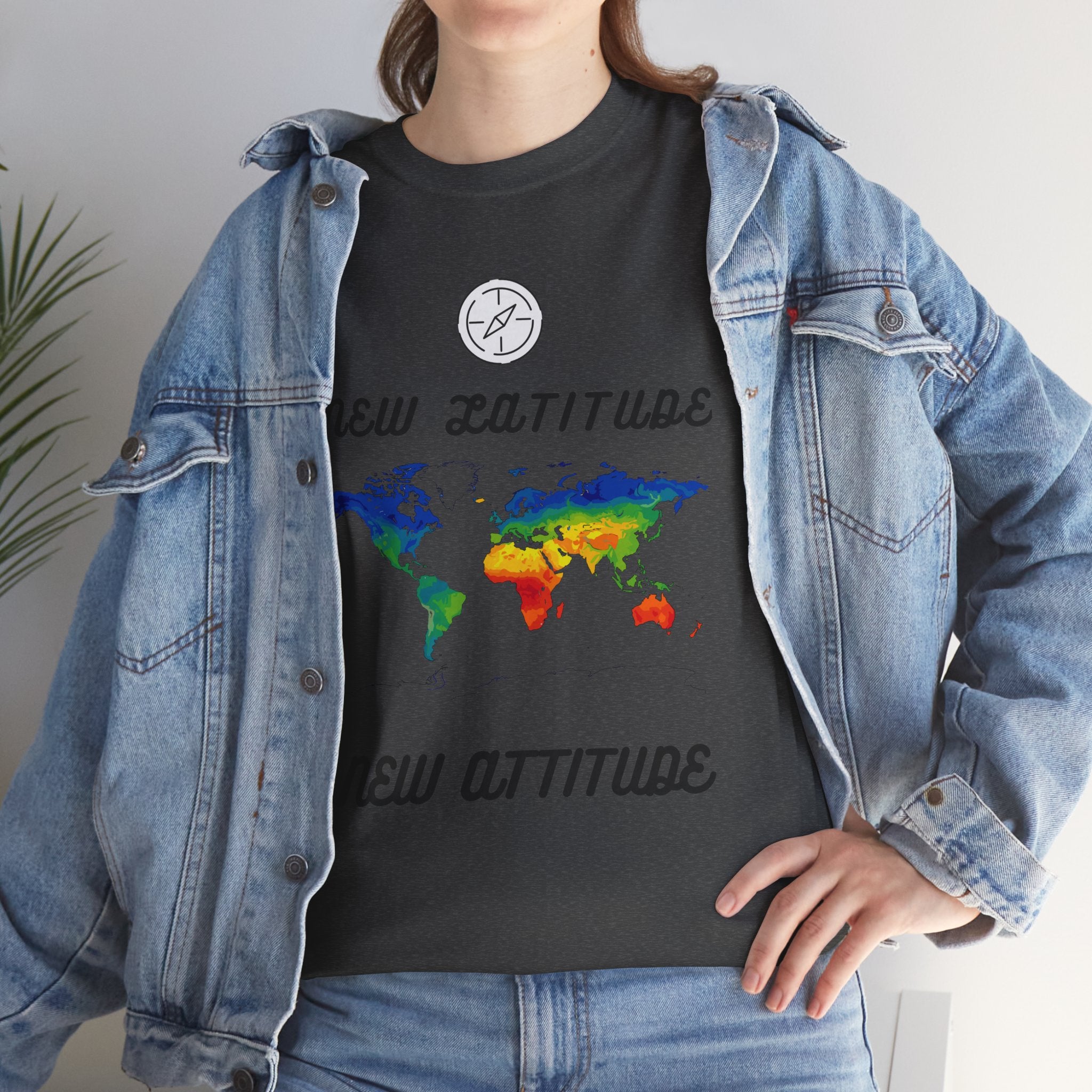 New Latitude New Attitude world map T-Shirt | rainbow map graphic