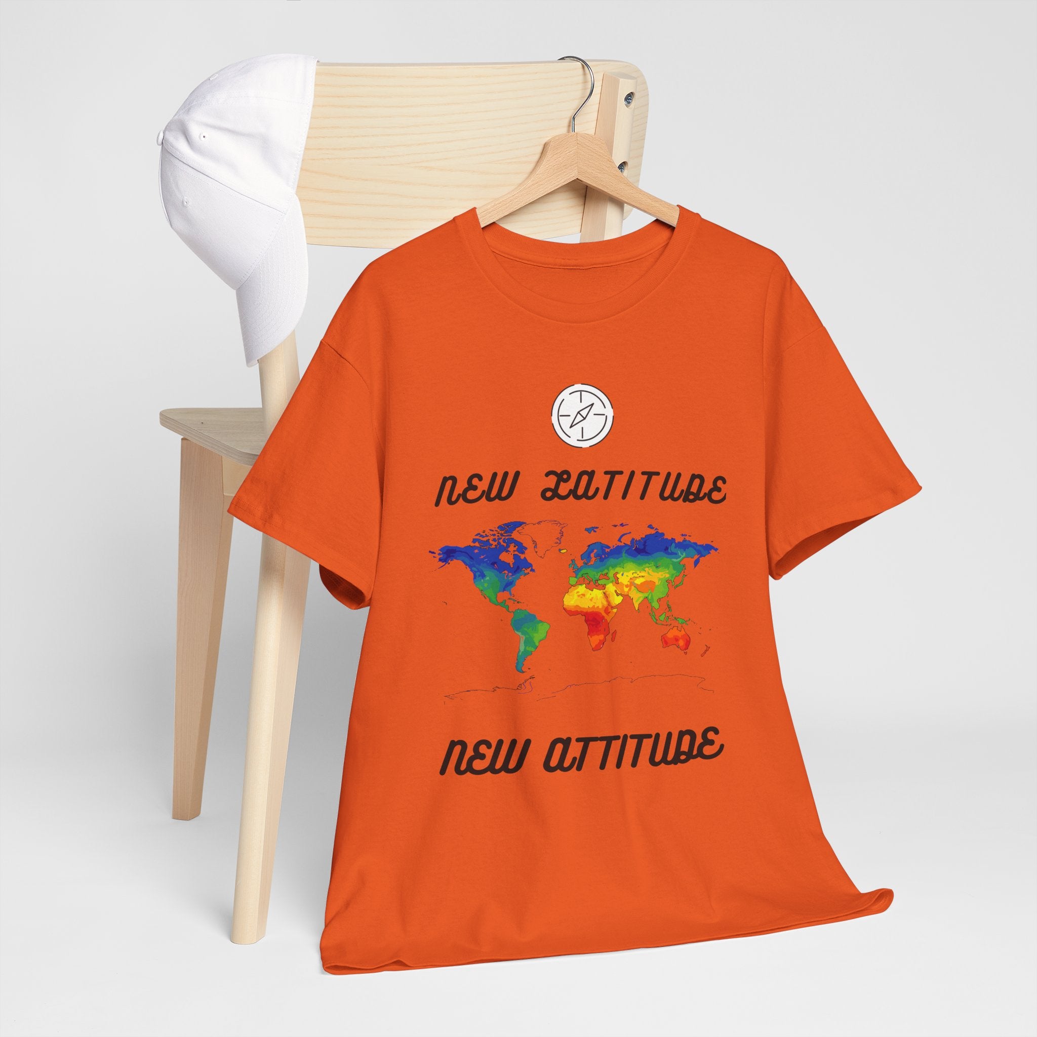 New Latitude New Attitude world map T-Shirt | rainbow map graphic