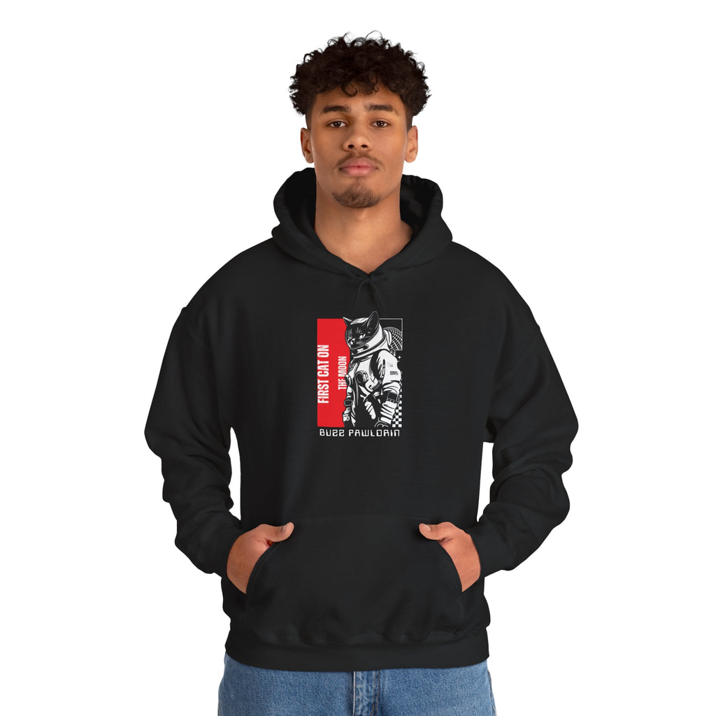 First Cat on the Moon Buzz Pawldrin Astronaut Graphic Unisex Hoodie,