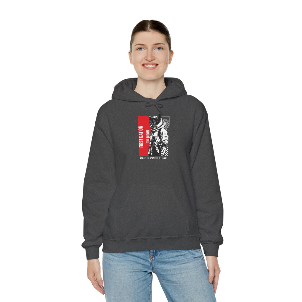 First Cat on the Moon Buzz Pawldrin Astronaut Graphic Unisex Hoodie,