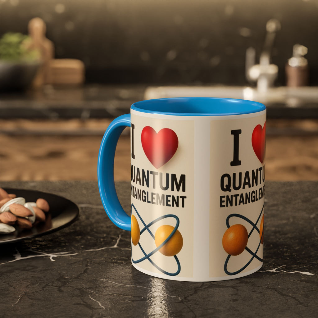I Love Quantum Entanglement Mug – Science Nerd Coffee Mug