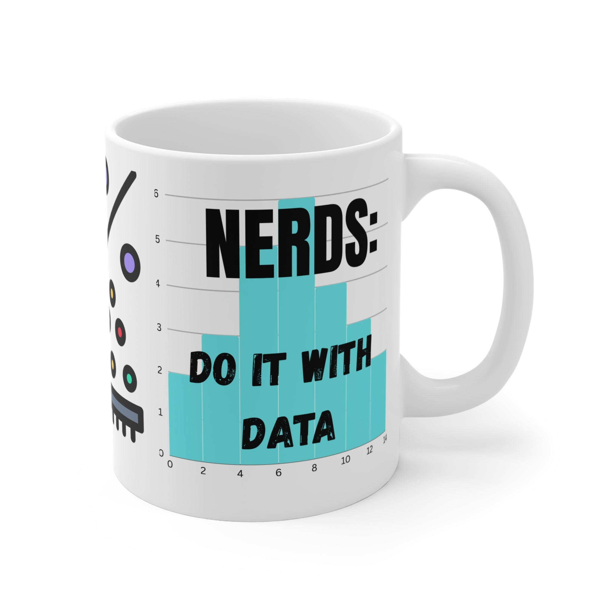 Nerds Do It With Data Mug Scatterplot and Bar Chart Design 11 oz coffee cup