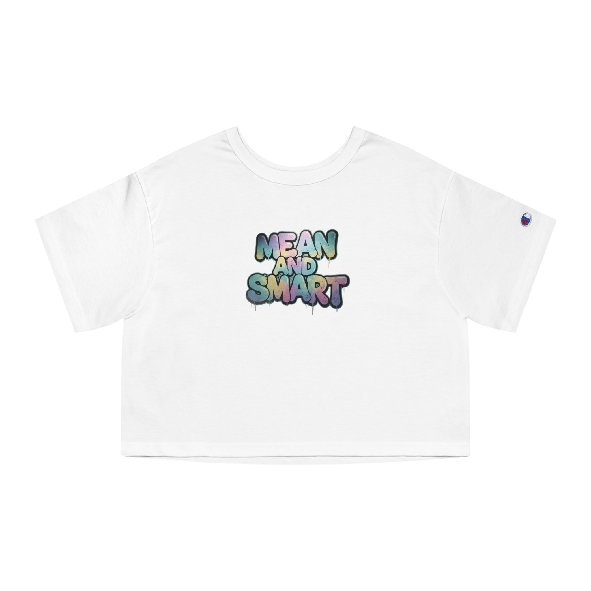 Mean and Smart graphic cropped T-Shirt | pastel bubble letters