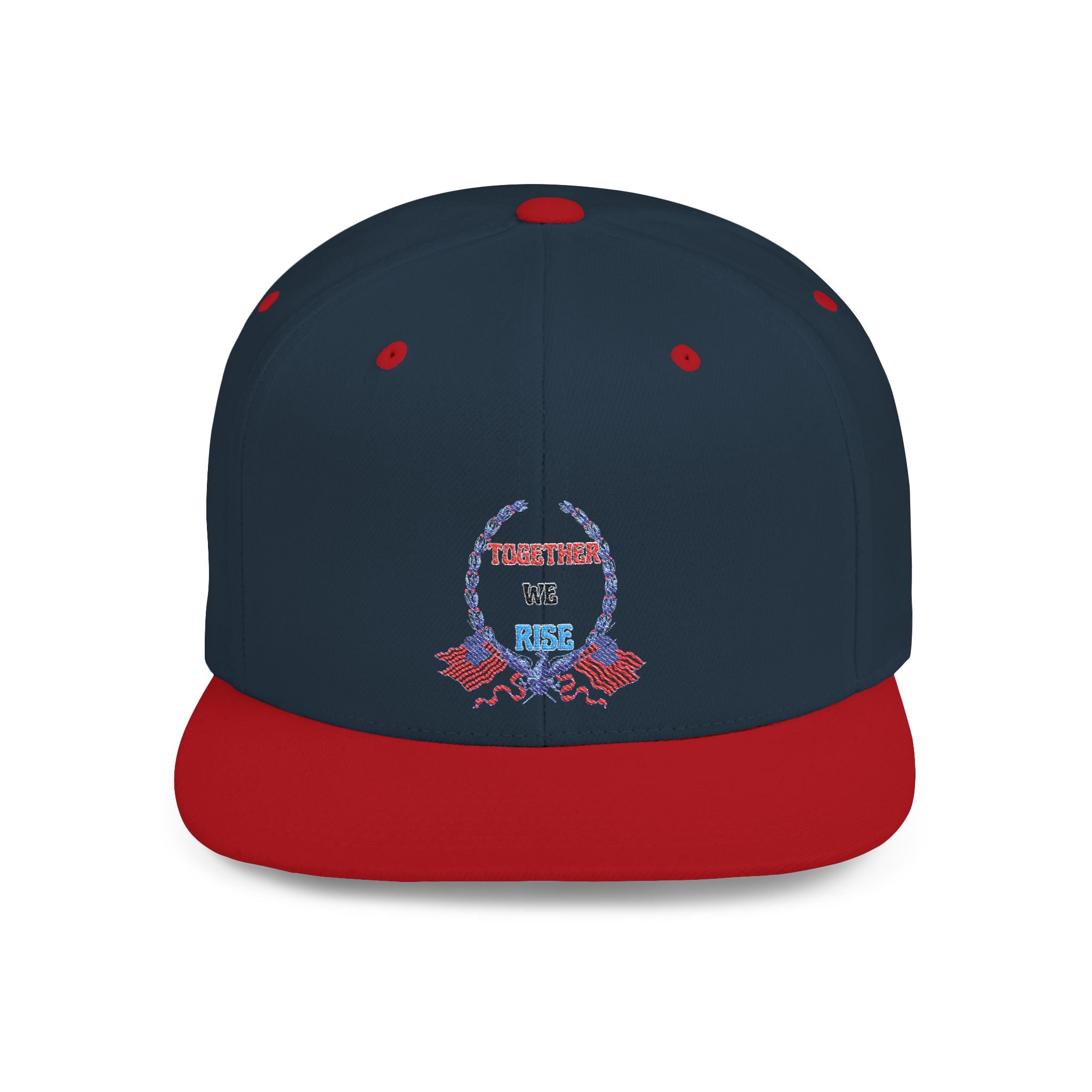 Together We Rise Snapback Hat – Embroidered Retro Crest with Flag Accents