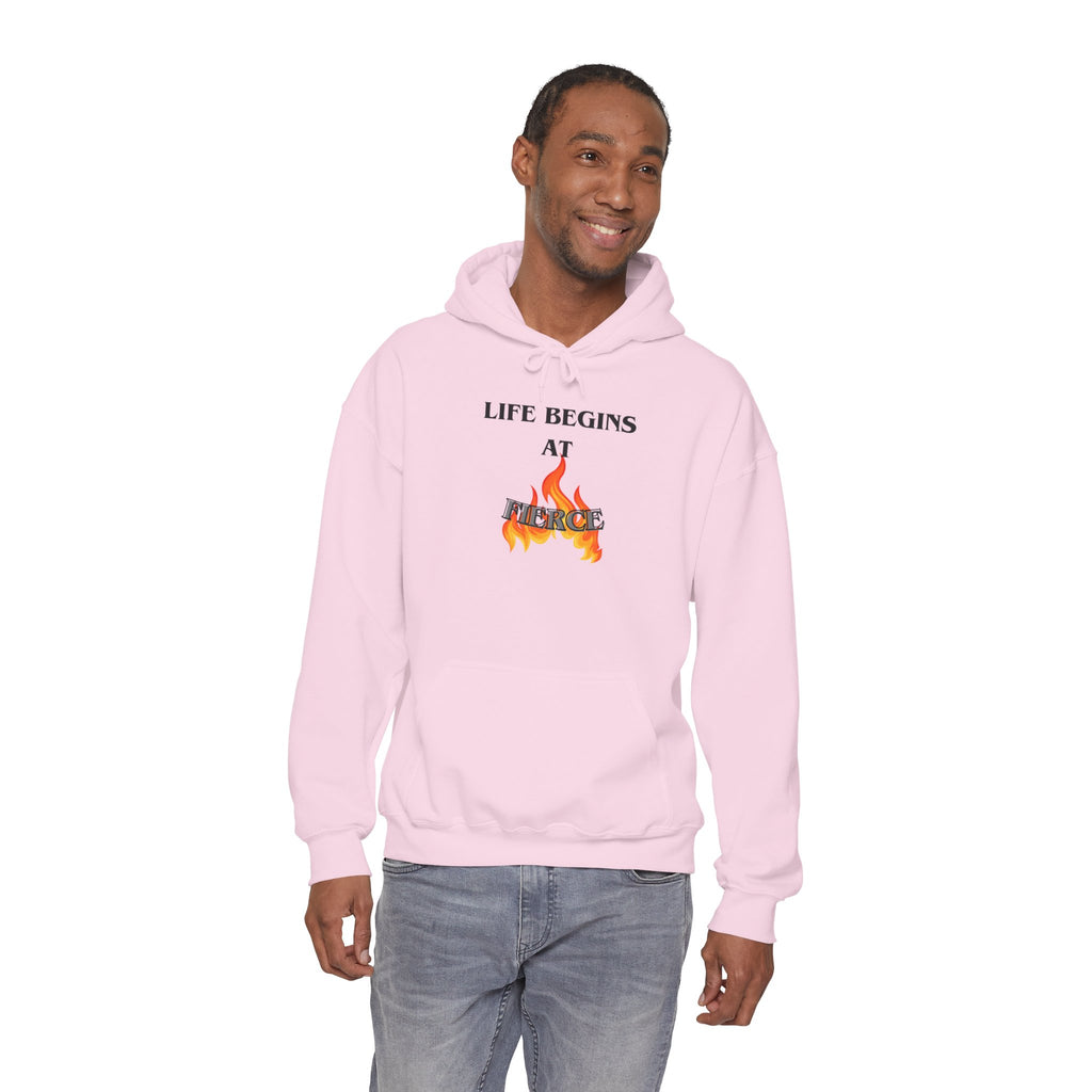 Life Begins at Fierce Hoodie | Flame Graphic Hoodie