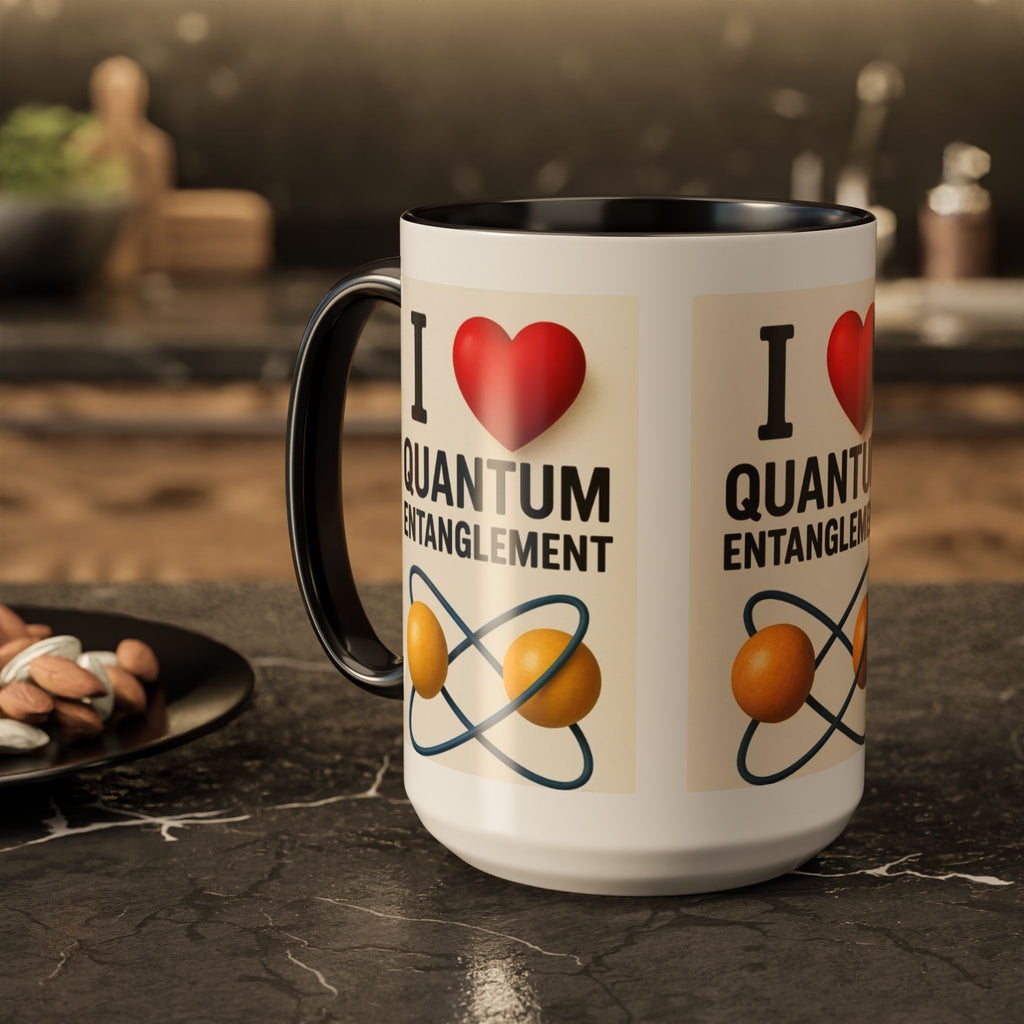 I Love Quantum Entanglement Mug – Science Nerd Coffee Mug