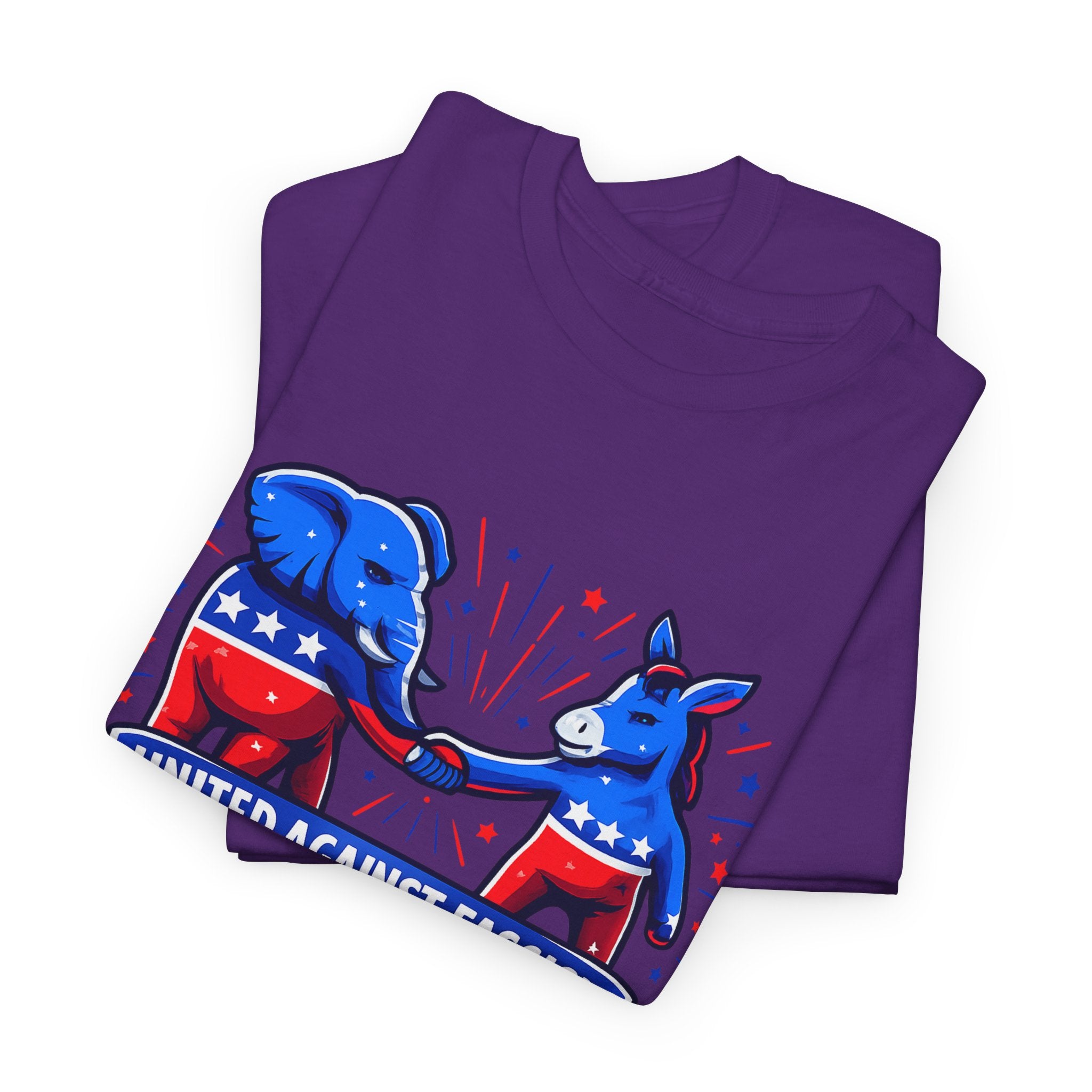 United Against Fascism Democratic Donkey and Republican Elephant T-Shirt