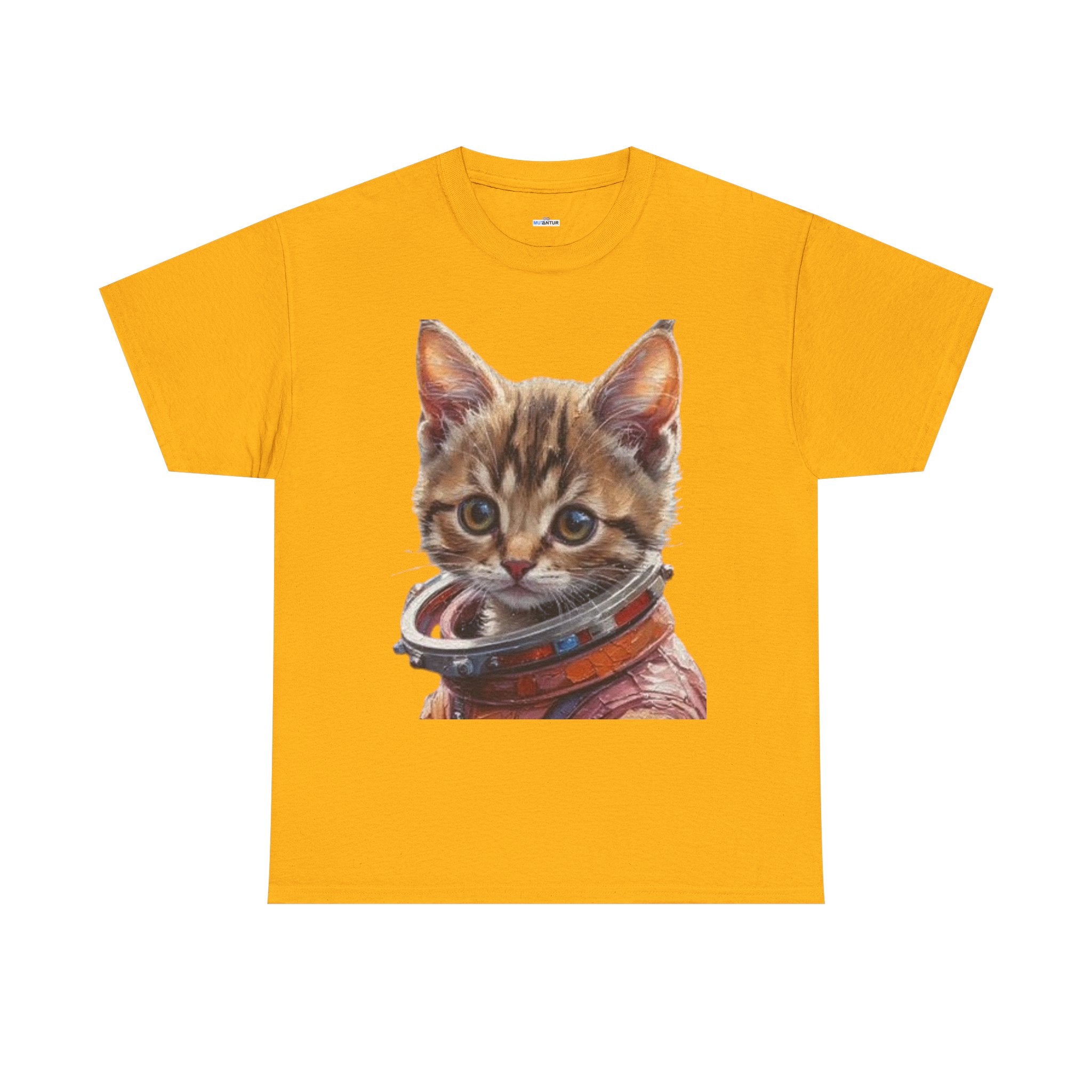 Astronaut Kitty Unisex Heavy Cotton Tee, Cute Cat Shirt, Animal lover gift, Space themed apparel, Funny cat t-shirt, Unique cat design
