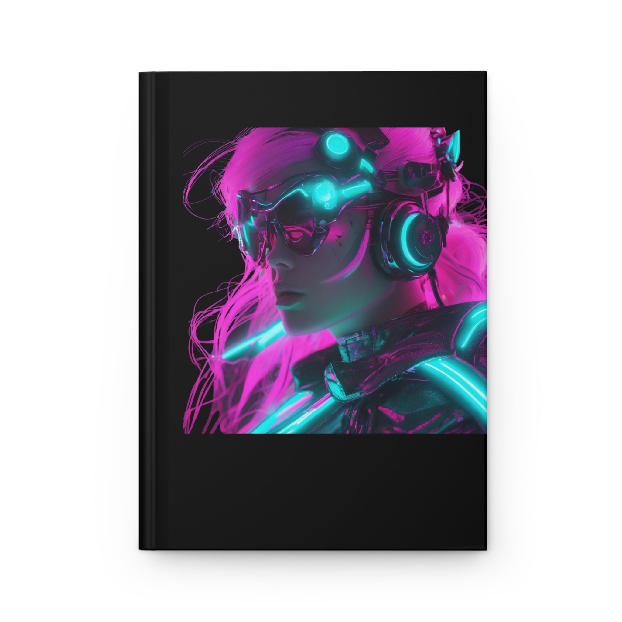 Futuristic Hardcover Journal - Cyberpunk Aesthetic, lined Writing Journal