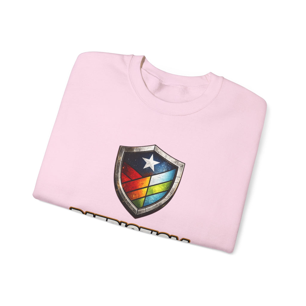 Patriotism Means Protecting Everyone Sweatshirt | Rainbow Shield Flag Design