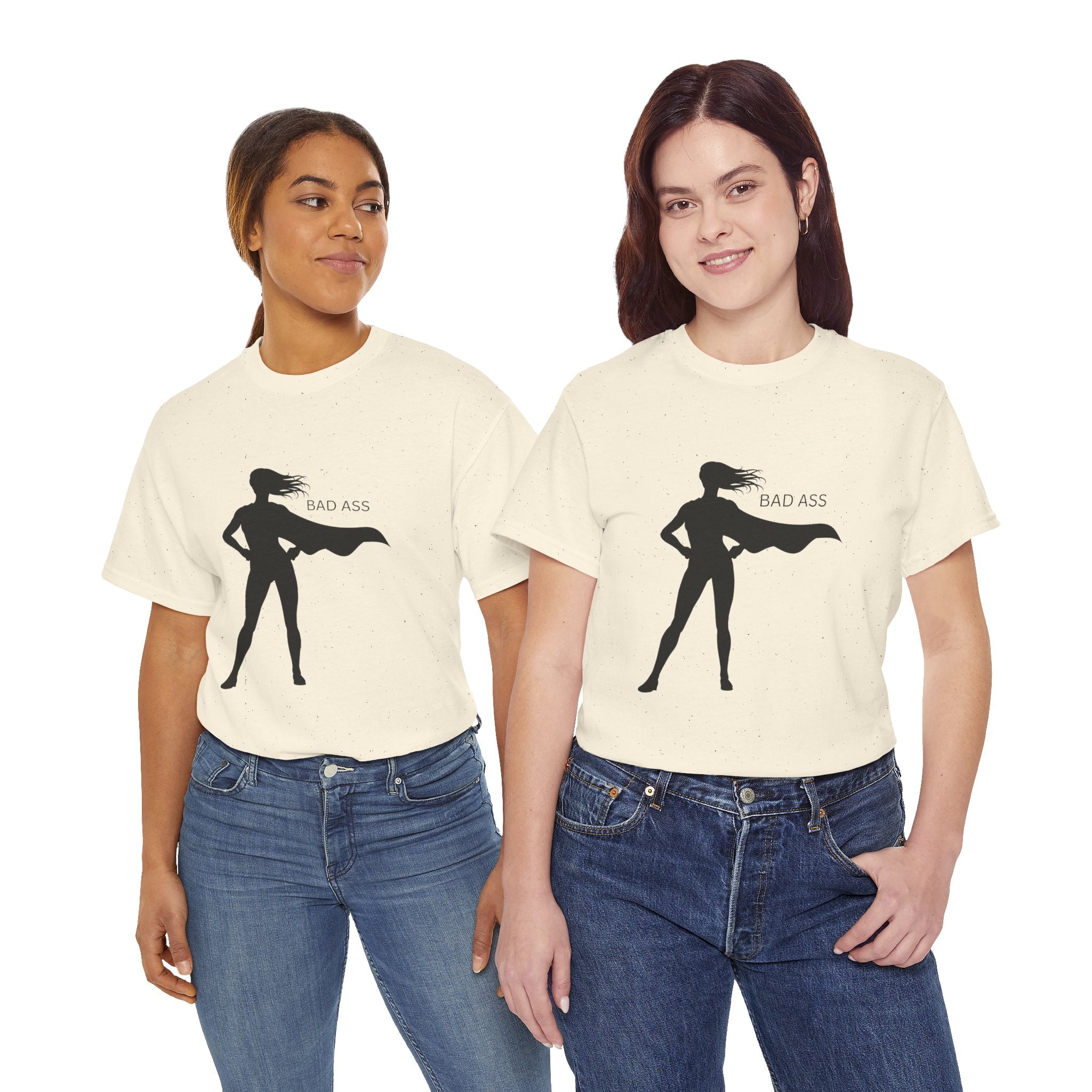Bad Ass Superhero Silhouette Tee | Woman Cape Silhouette T-Shirt