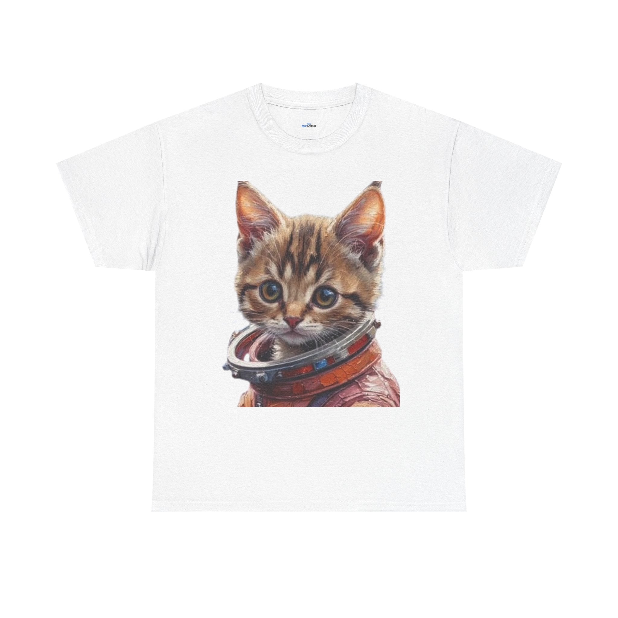 Astronaut Kitty Unisex Heavy Cotton Tee, Cute Cat Shirt, Animal lover gift, Space themed apparel, Funny cat t-shirt, Unique cat design