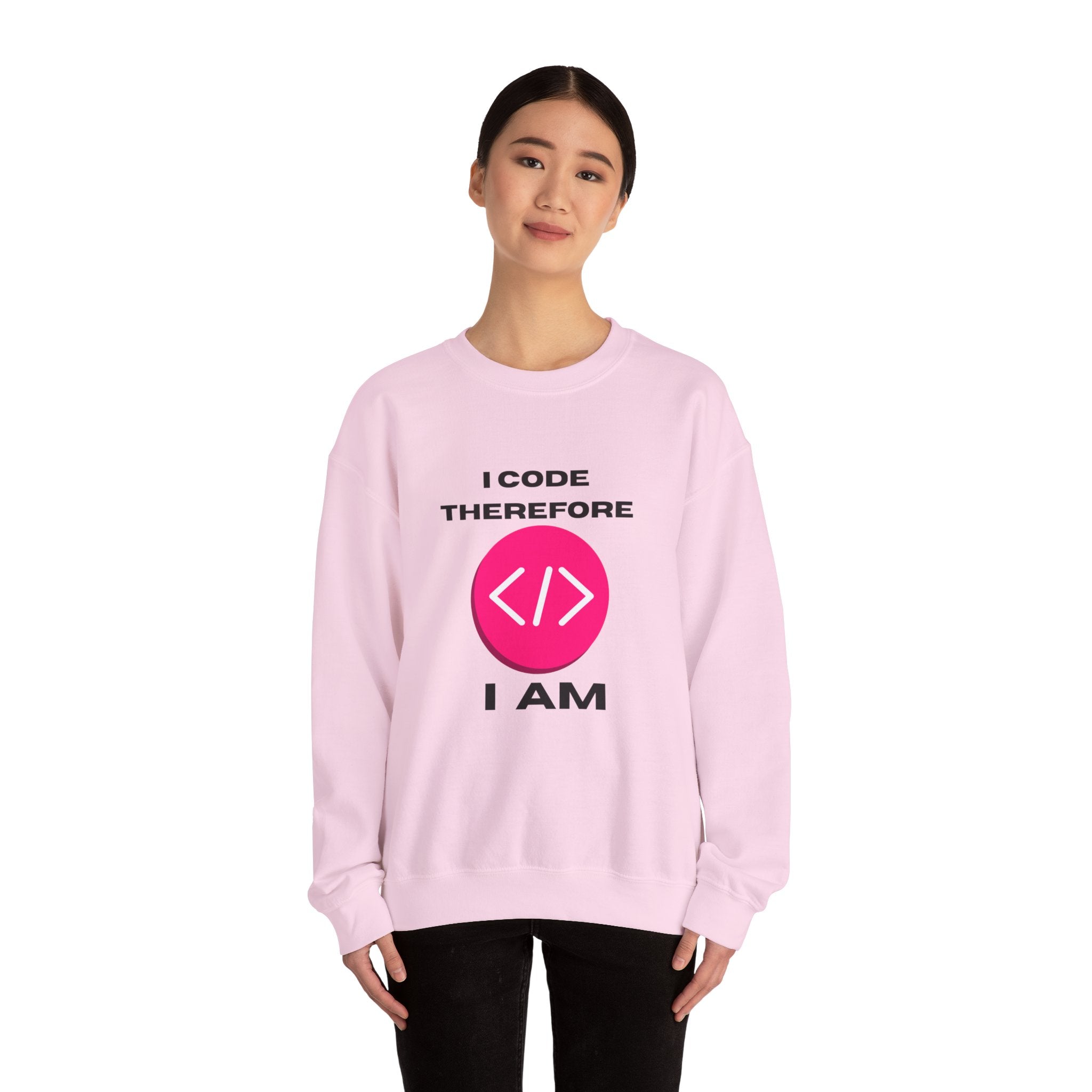 I Code Therefore I Am Crewneck Sweatshirt – Coding Humor Apparel