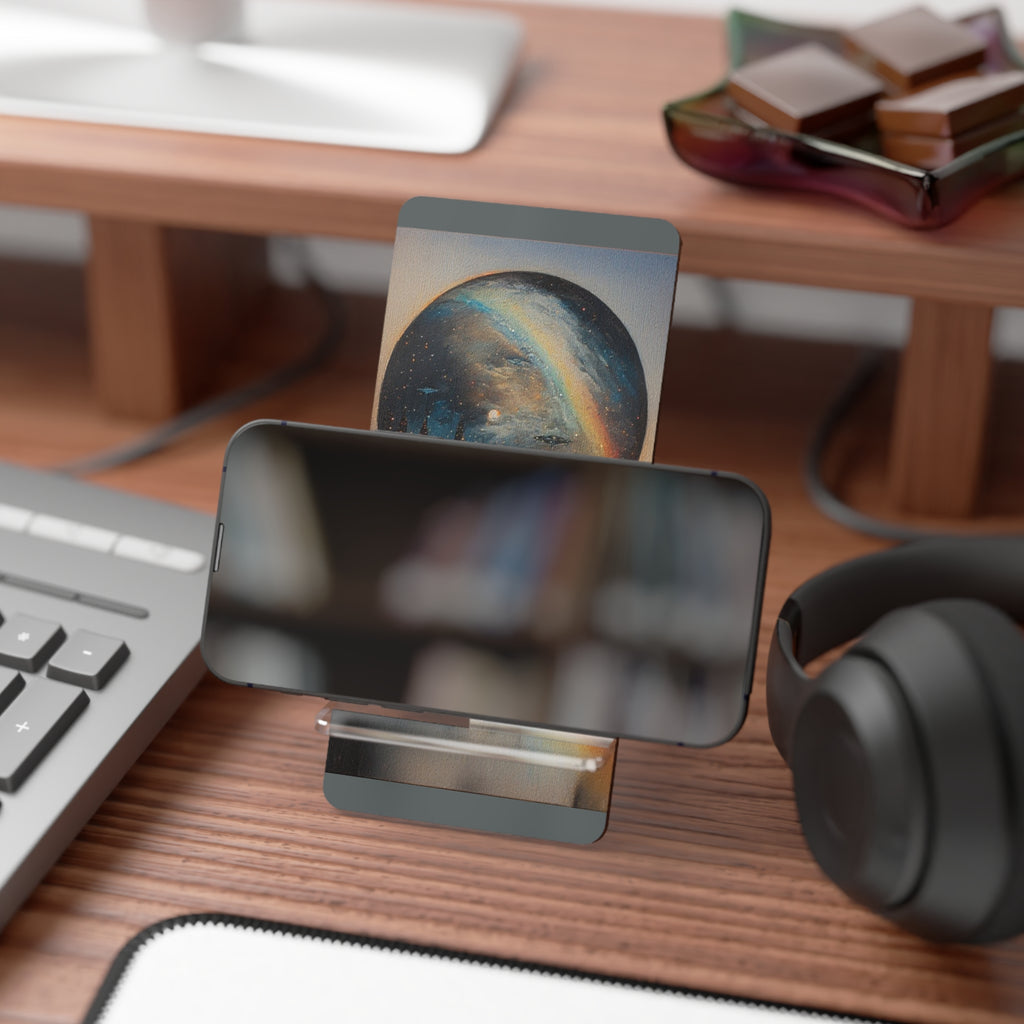 Mr. Infinity Surreal Cityscape Head Artwork Mobile Display Stand for Smartphones | Acrylic Phone Dock