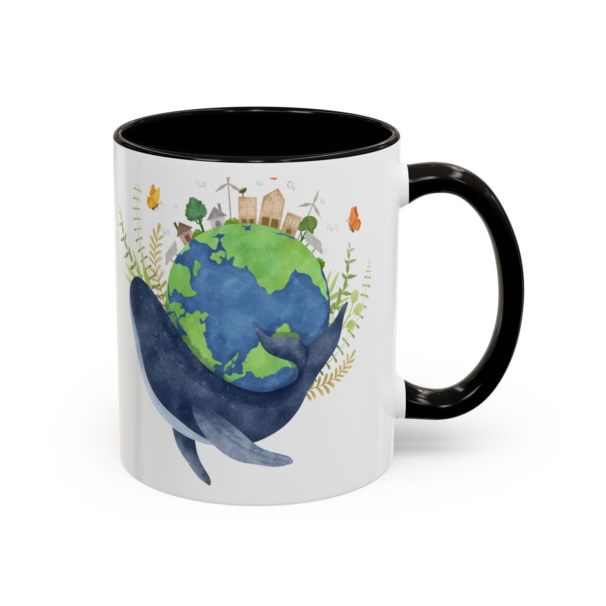 I can't save the World until I Save Myself with Coffee, Whale & Earth Eco Coffee Mug Ocean Conservation Design