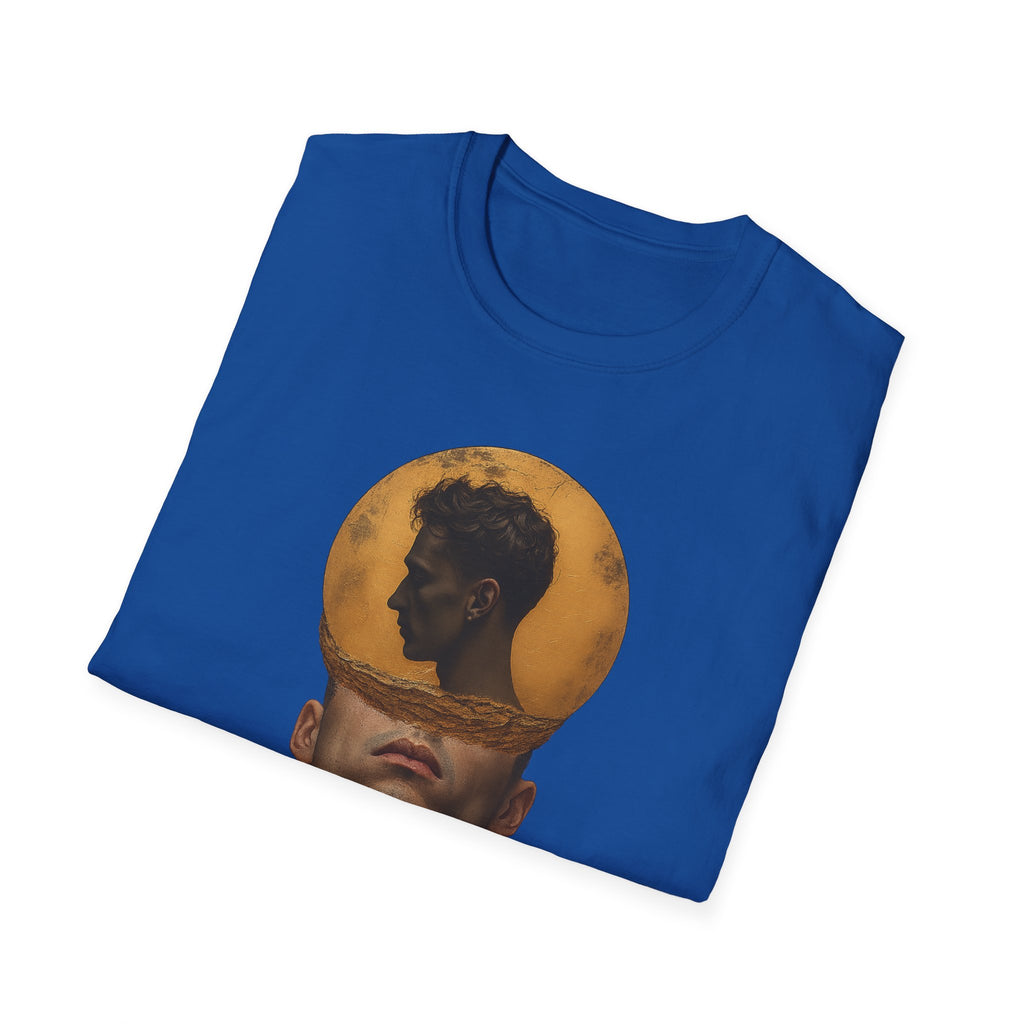 Surreal Double Portrait T-Shirt | Abstract Head Silhouette, Moon Circle