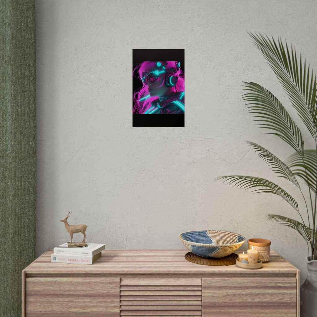 Cyberpunk Wall Art Print, Neon Anime Decor, Retro Futurism Poster, Unique Gift for Gamers, Modern Home Decor