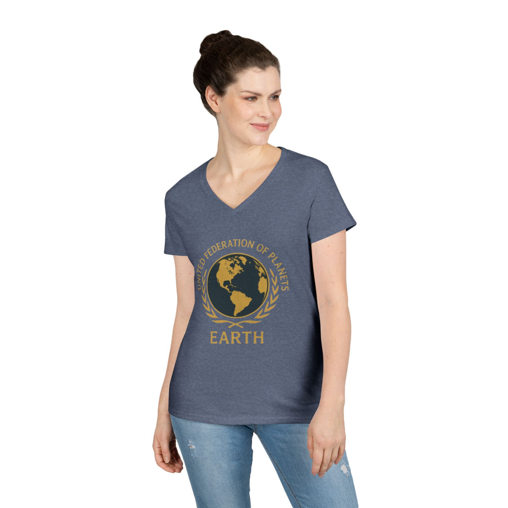 United Federation of Planets Earth Graphic V-Neck T-Shirt