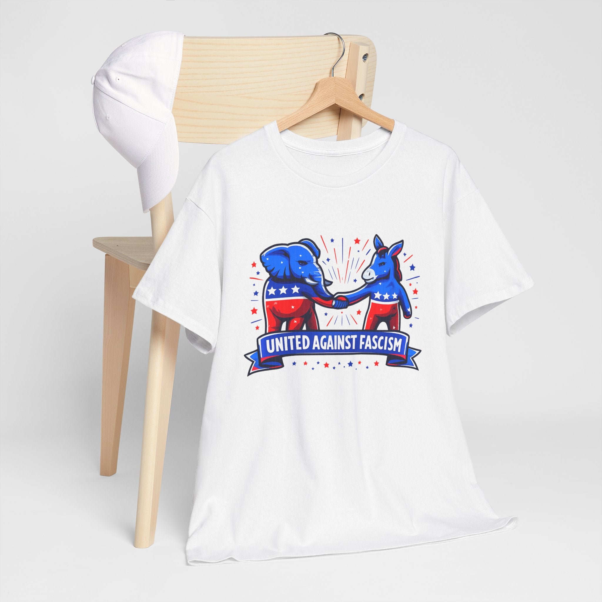 United Against Fascism Democratic Donkey and Republican Elephant T-Shirt