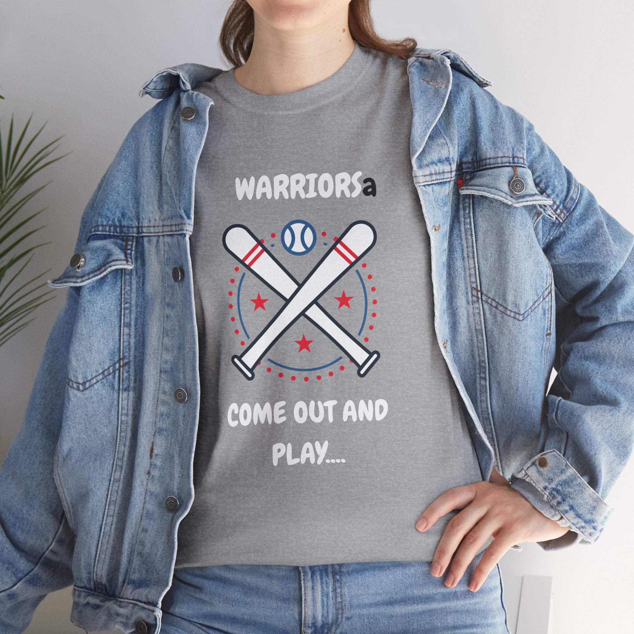Warriors crossed baseball bats Come Out And Play T-Shirt | Baseball Team Tee
