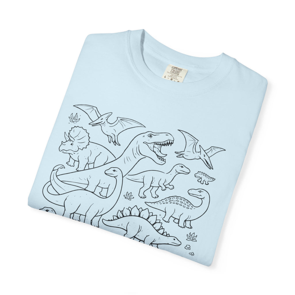 Alien & Dinosaur funny Line Art T-Shirt