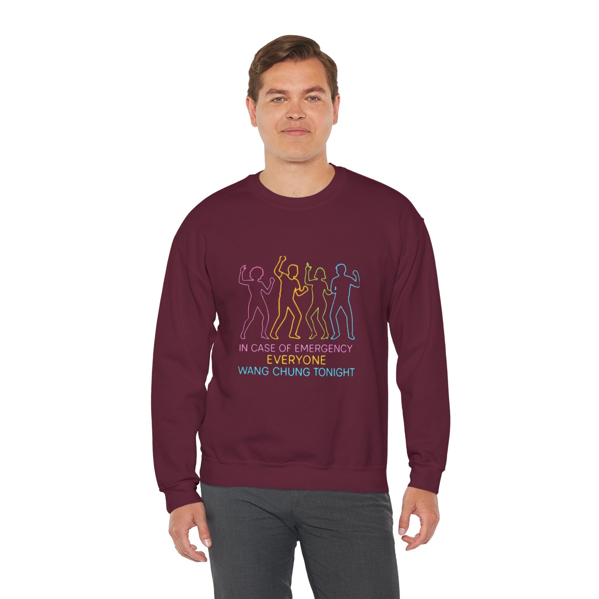 Emergency Everyone Wang Chung Tonight Sweatshirt, Cozy Playful Crewneck, Fun Gift for Music Lovers, Unisex Apparel