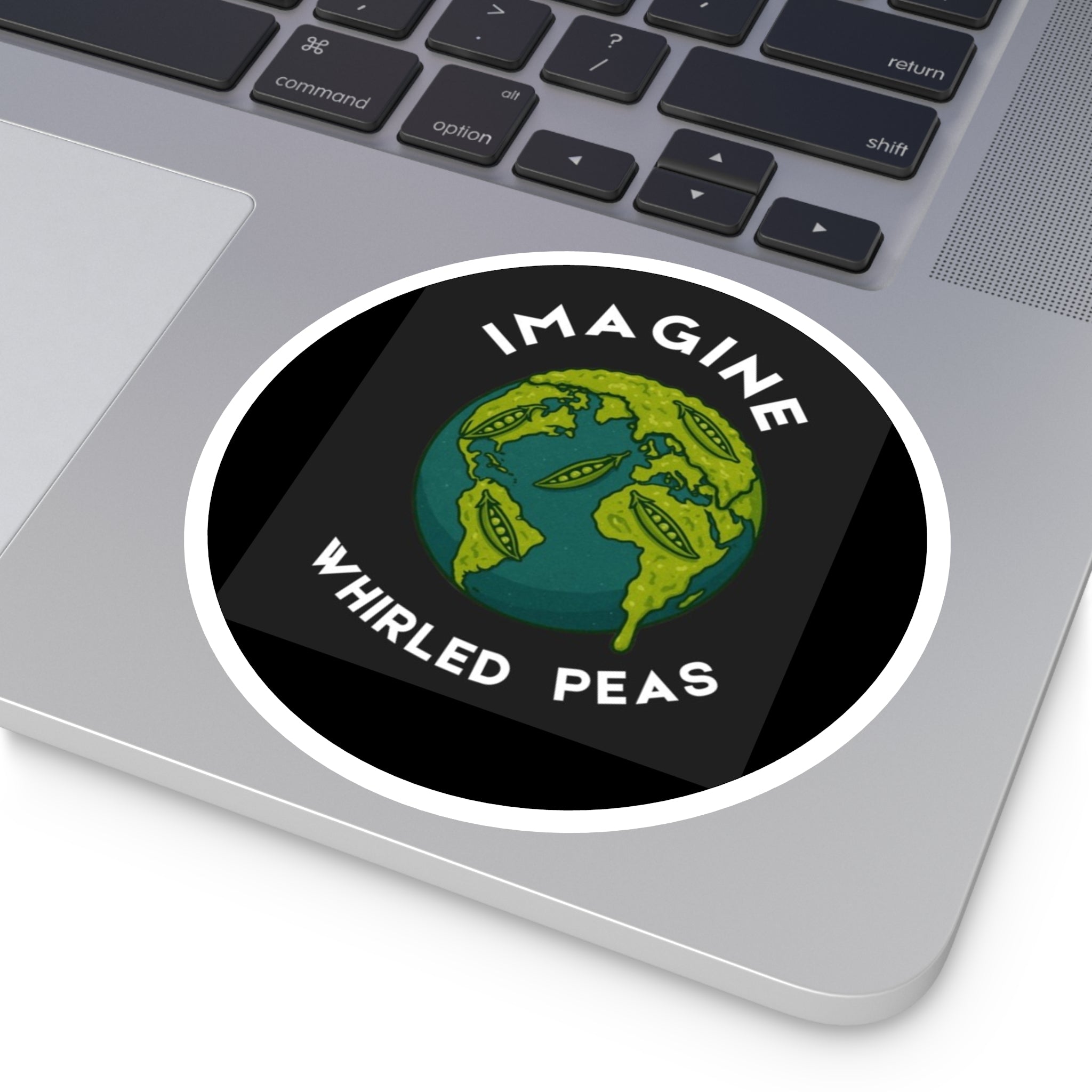 Imagine Whirled Peas Stickers, Eco-Friendly Indoor/Outdoor Decals, Unique Laptop Art, Fun Gift Idea, Playful Home Decor